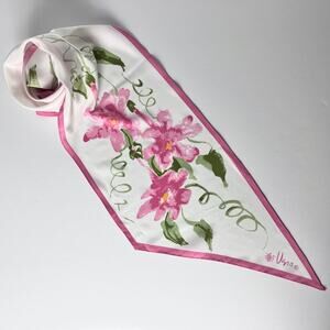 Vintage 60-70s Pink Floral Print Vera Neumann Veresa Scarf Lucky Ladybug Oblong